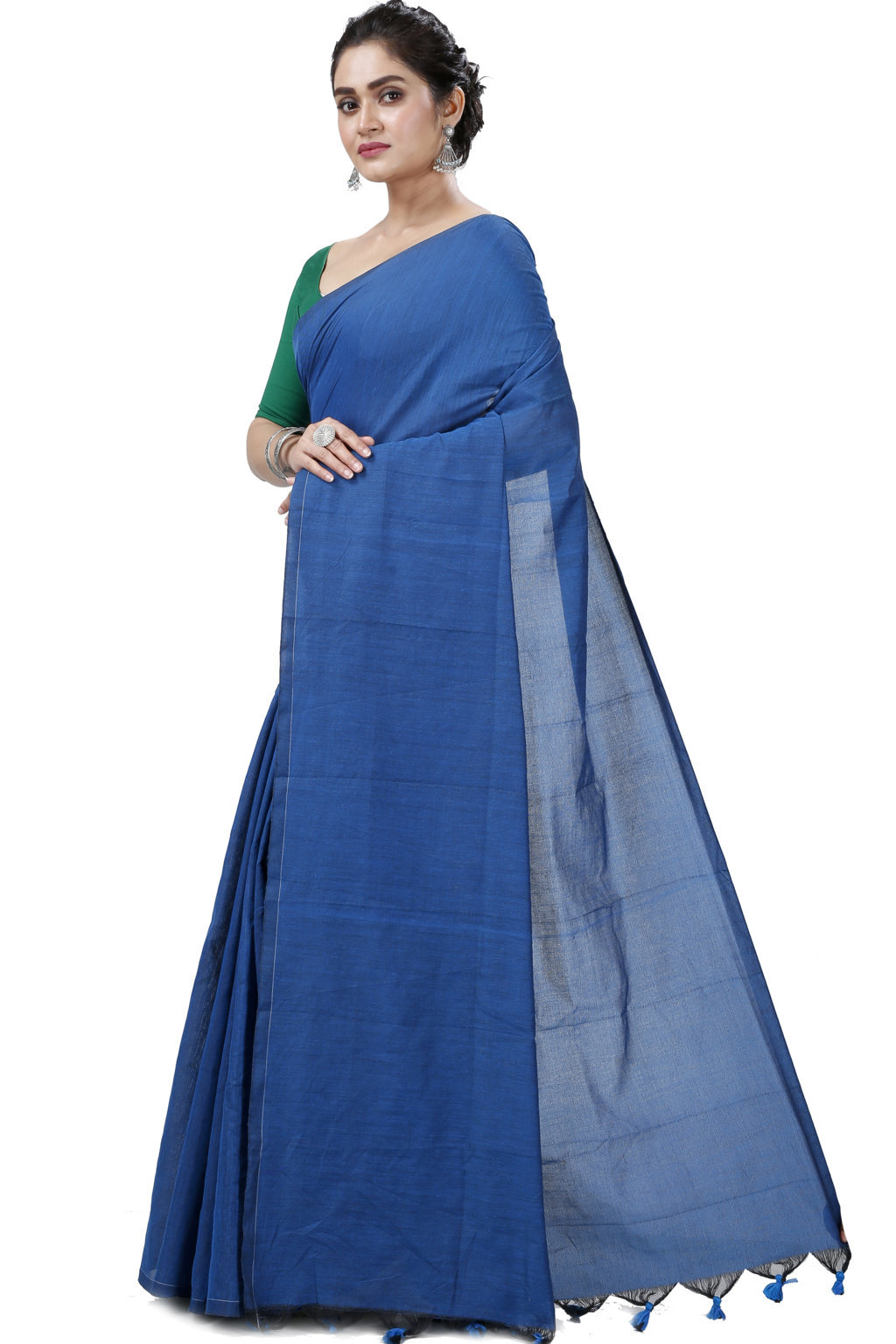 Blue Pure Cotton ThanKhadi Hand Loom Saree (5237)